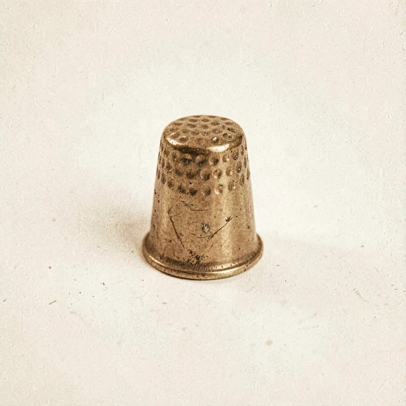 A dented brass thimble