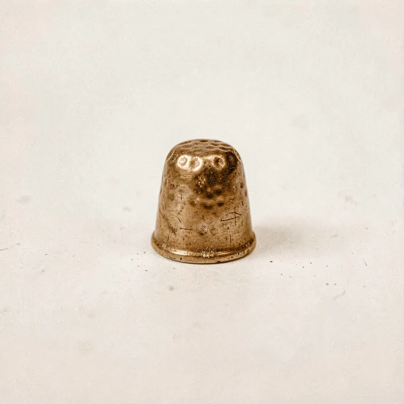 A dented brass thimble